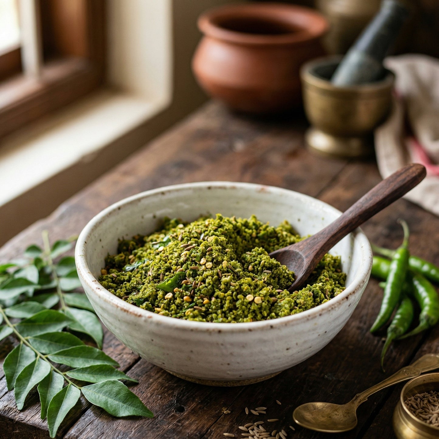 Pachi Mirchi Karam (Green Chilli Spice Powder)